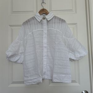 Aje Eucalypt Splice Blouse with Puff Sleeves